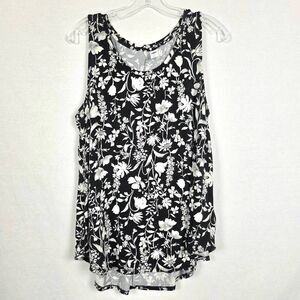 Old Navy Luxe Black Floral Sleeveless Top Size L